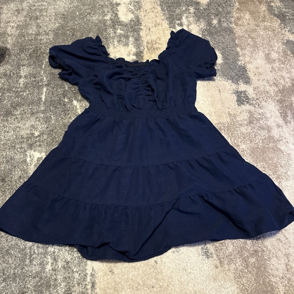 Navy blue short dress with ruffle sleeves size medium